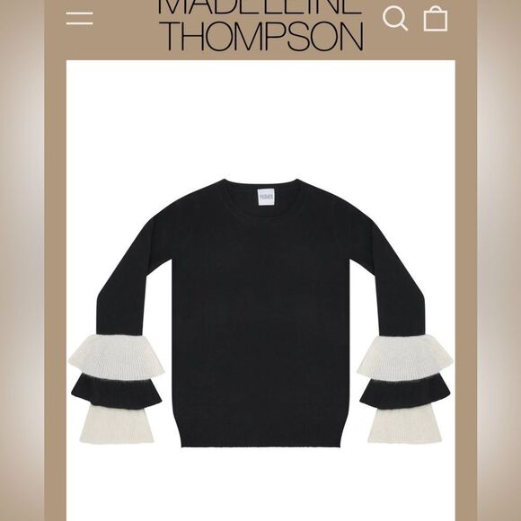 MADELEINE THOMPSON BLACK JUPITER CASHMERE SWEATER NWT M 572.00 ON SITE - Picture 2 of 5